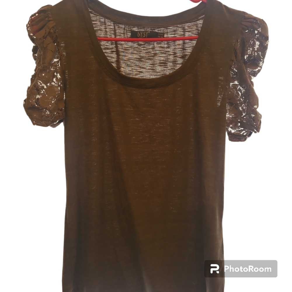 Lace Sleeved top Brown Designer BYSI